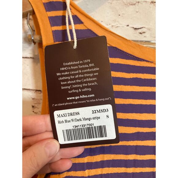 Hiho Maxi Dress Womens Small Purple & Orange Striped Full Length Stretch - Picture 15 of 16